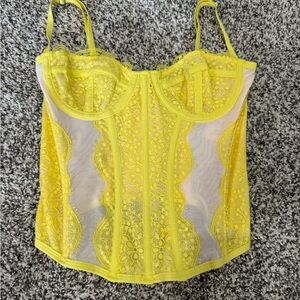 Urban Outfitters Yellow Embellished Sleeveless Bodysuit